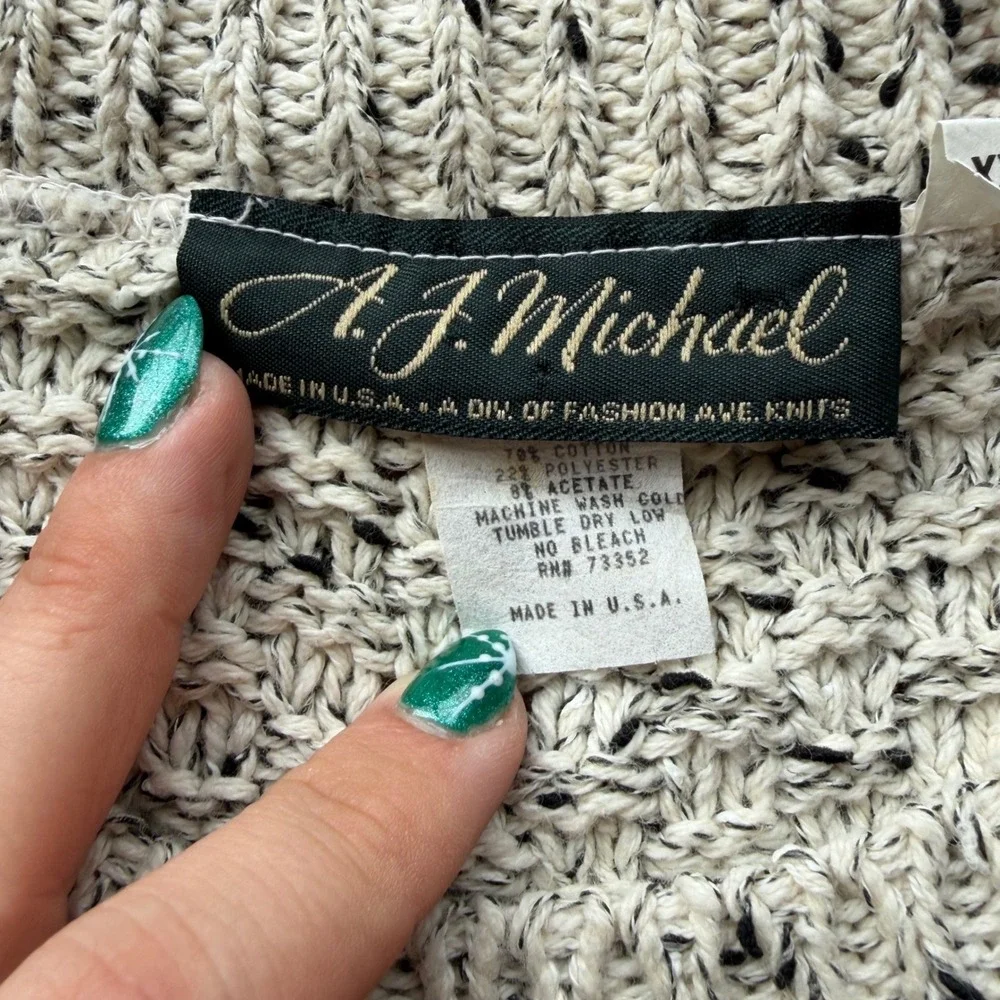 A. J. Michael Mens Knit Sweater XXLT Speckled Cream‎ Long Sleeve Crew Neck